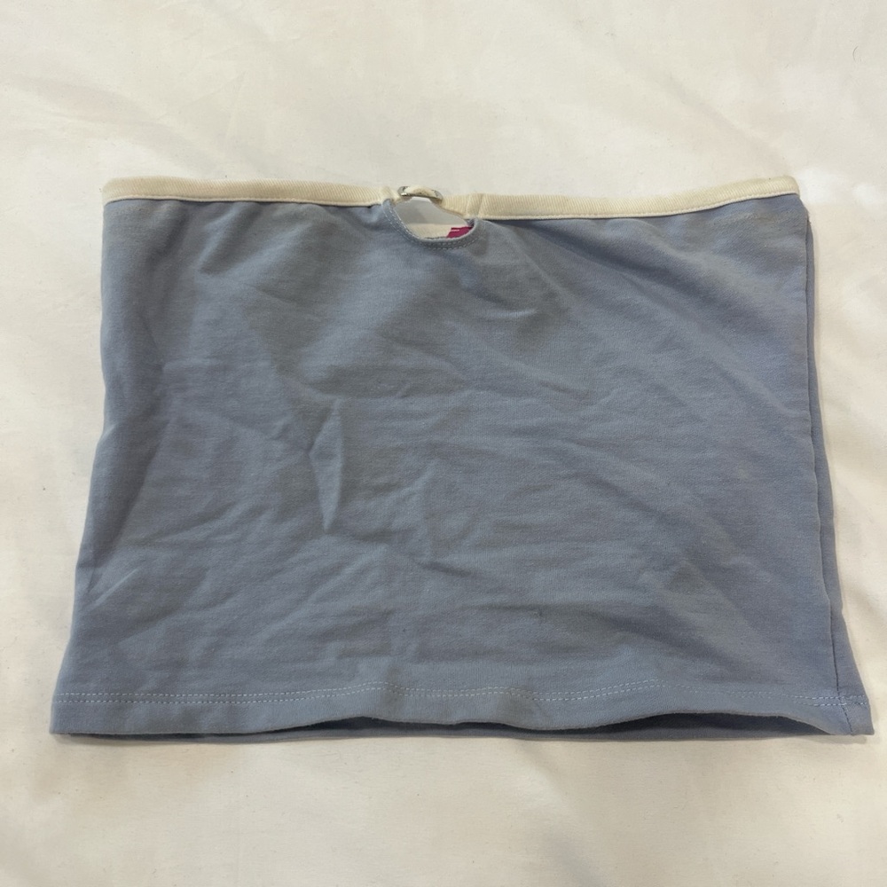 Edikted Light Blue and Cream Tube Top